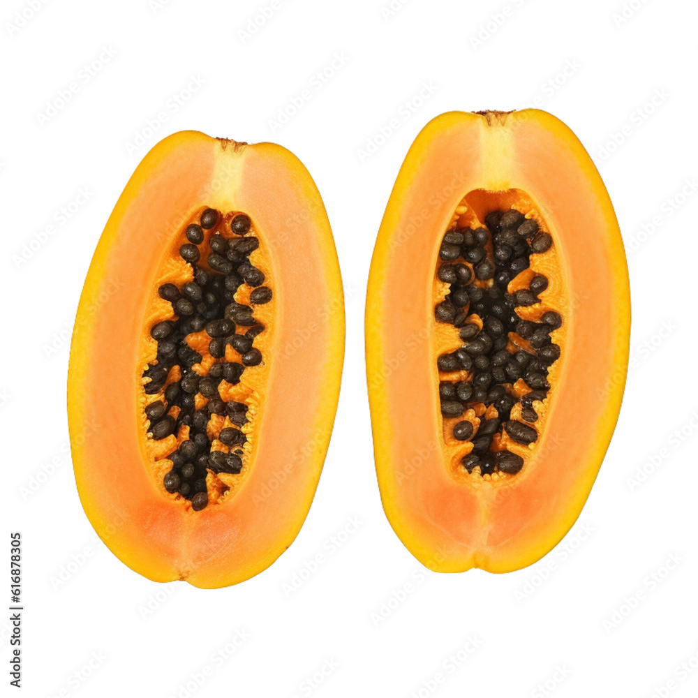 top view slices of sweet papaya isolated on transparent background top view slices of sweet papaya isolated on transparent background