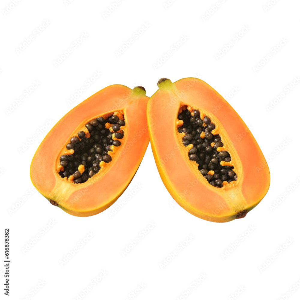 top view slices of sweet papaya isolated on transparent background top view slices of sweet papaya isolated on transparent background