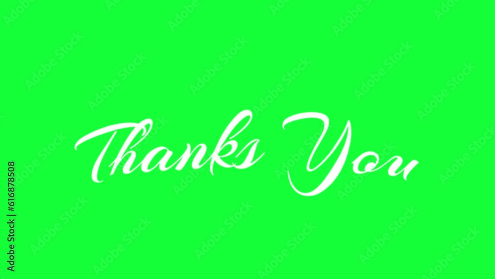 Thank you green screen 4k,  text handwriting animation on  background. Animated thank you is suitable for greeting text footage or video