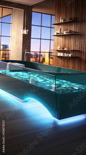 Futuristic Elegance: State-of-the-Art Bathtub in a Modern Bathroom Generative AI 2