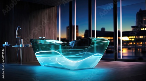 Futuristic Elegance  State-of-the-Art Bathtub in a Modern Bathroom Generative AI 1