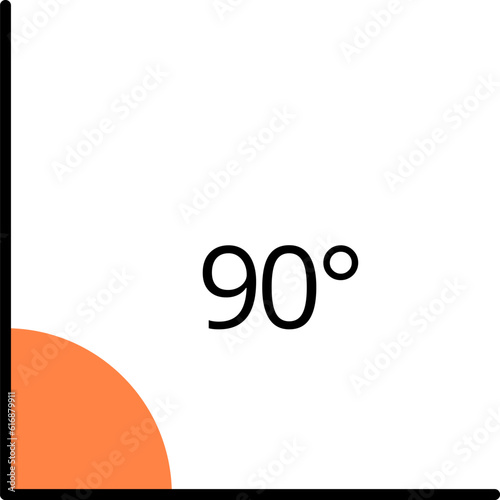 Icons from different angles. 90 degrees. Geometric symbol, mathematical elements. Vector illustration