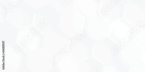 Hexagon Blocks Structure White Vector Abstract Background. Three-Dimensional Science Technologic Hexagonal Pattern Light Conceptual Minimalist. Hexagon white Background.