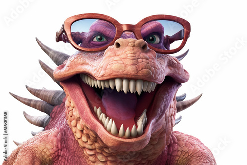 the Komodo dragon laughs wide with glasses © Robby