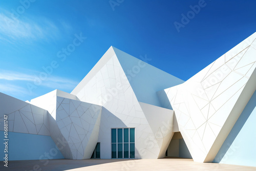 Geometry of modern arhitecture  perspective of modern glass and concrete building. AI generated