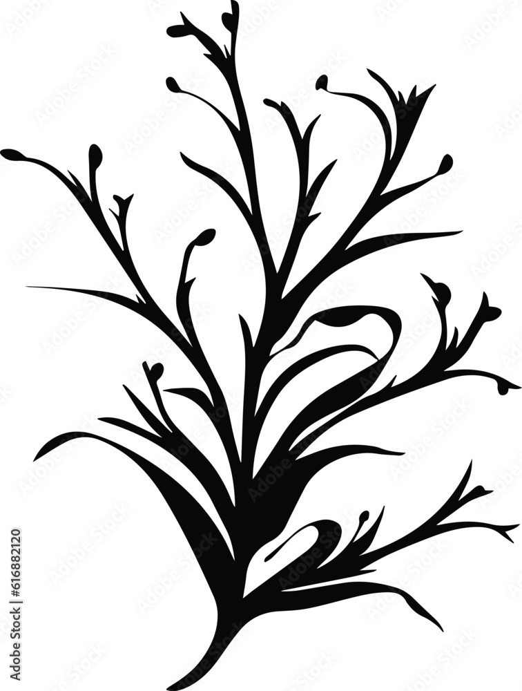 Seaweed Logo Monochrome Design Style