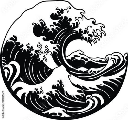 Tsunami Logo Monochrome Design Style