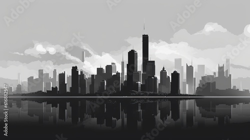 minimalist skyline, digital art illustration © Artcuboy