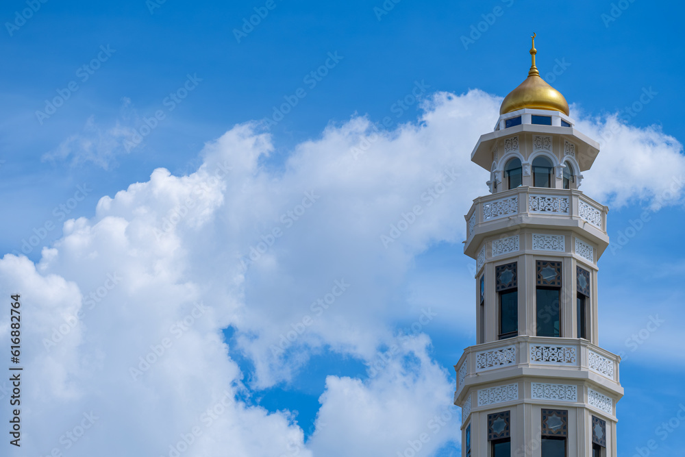 Mosqur Dome, Mosque Top, Light of Hope arabic islamic architecture. Mosque is an Islamic landmark on a blue background. Mosqur Dome, Mosque Top, Light of Hope arabic islamic architecture. Mosque is an Islamic landmark on a blue background.