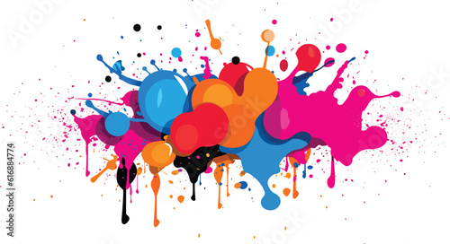 colorful splashes on isolated white background