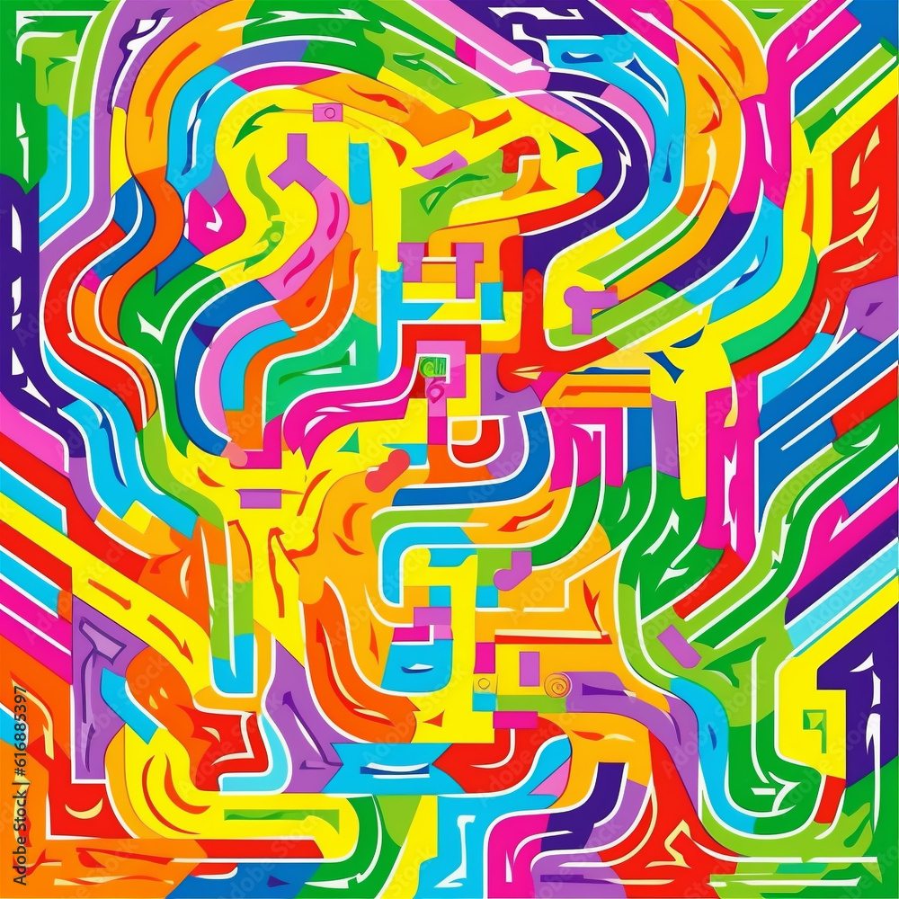 color maze with illustration effect color maze with illustration effect