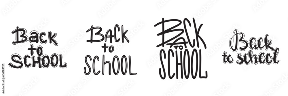 Black vector banner. Set of handwriting Back to school illustration. Vector illustration. Black vector banner. Set of handwriting Back to school illustration. Vector illustration.