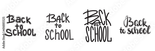 Black vector banner. Set of handwriting Back to school illustration. Vector illustration.