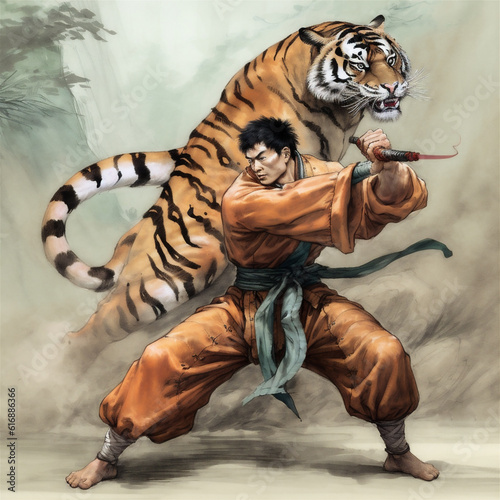 Story screen of ancient Chinese novels, Wu Song fights the tiger
