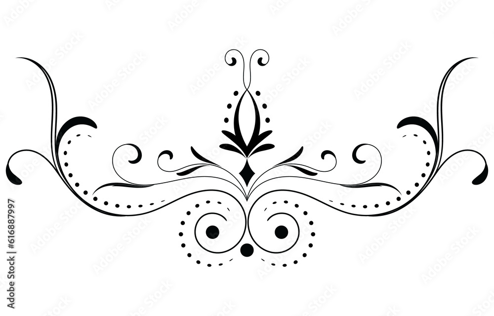Fototapeta premium Flower border decorative design element Wedding banners, frames, labels, black lines on white.