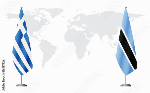 Greece and Botswana flags for official meeting
