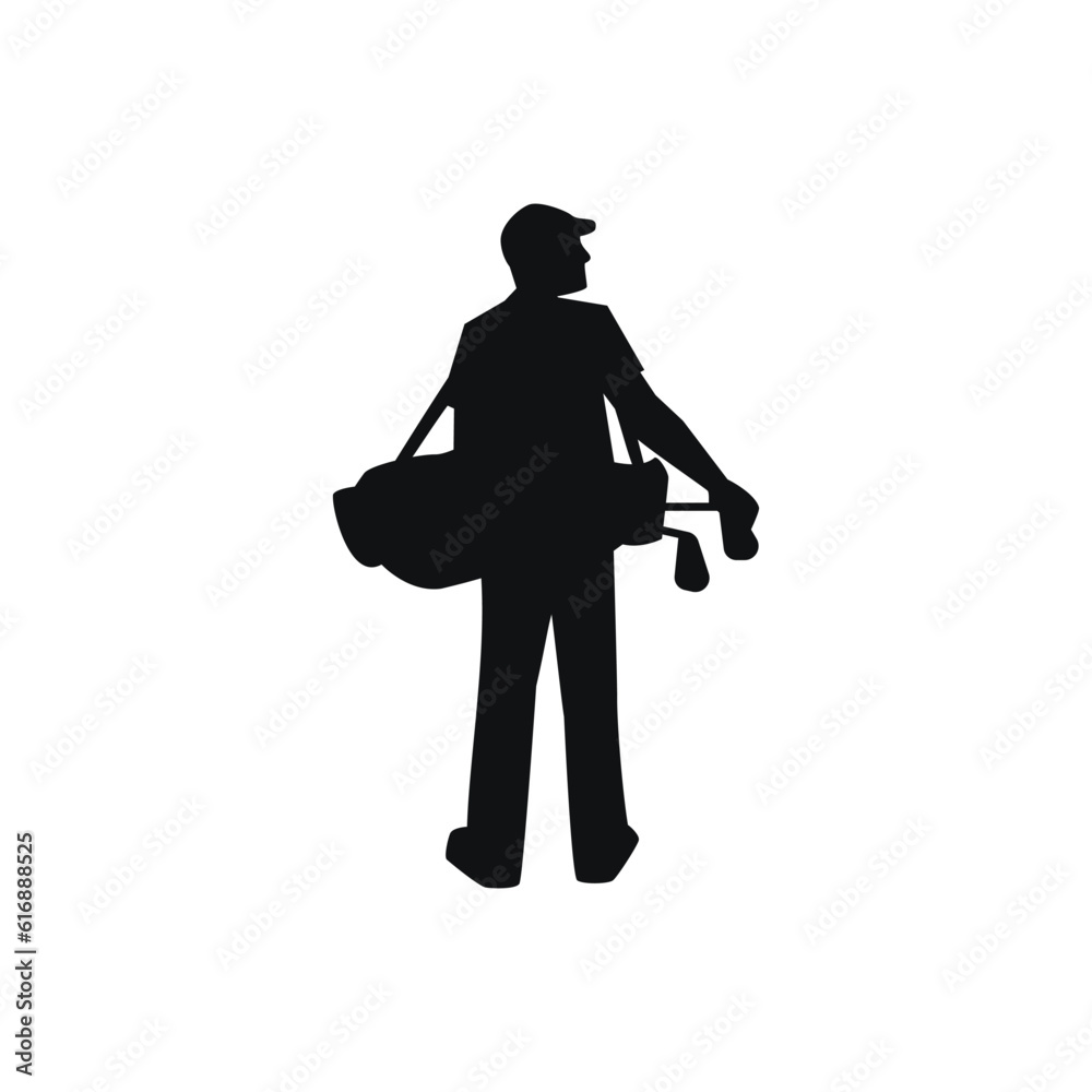 Handsome male carrying his golf bag