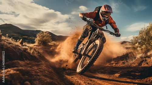 Mountain bike rider on a dirt_track