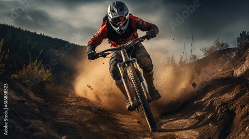 Mountain bike rider on a dirt_track