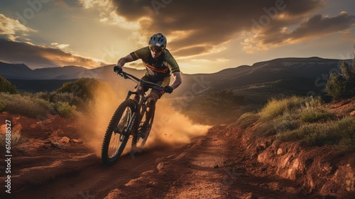 Mountain bike rider on a dirt_track