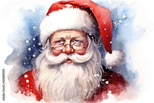 Christmas santa claus. Watercolor style illustration. Isolated on white background. 
