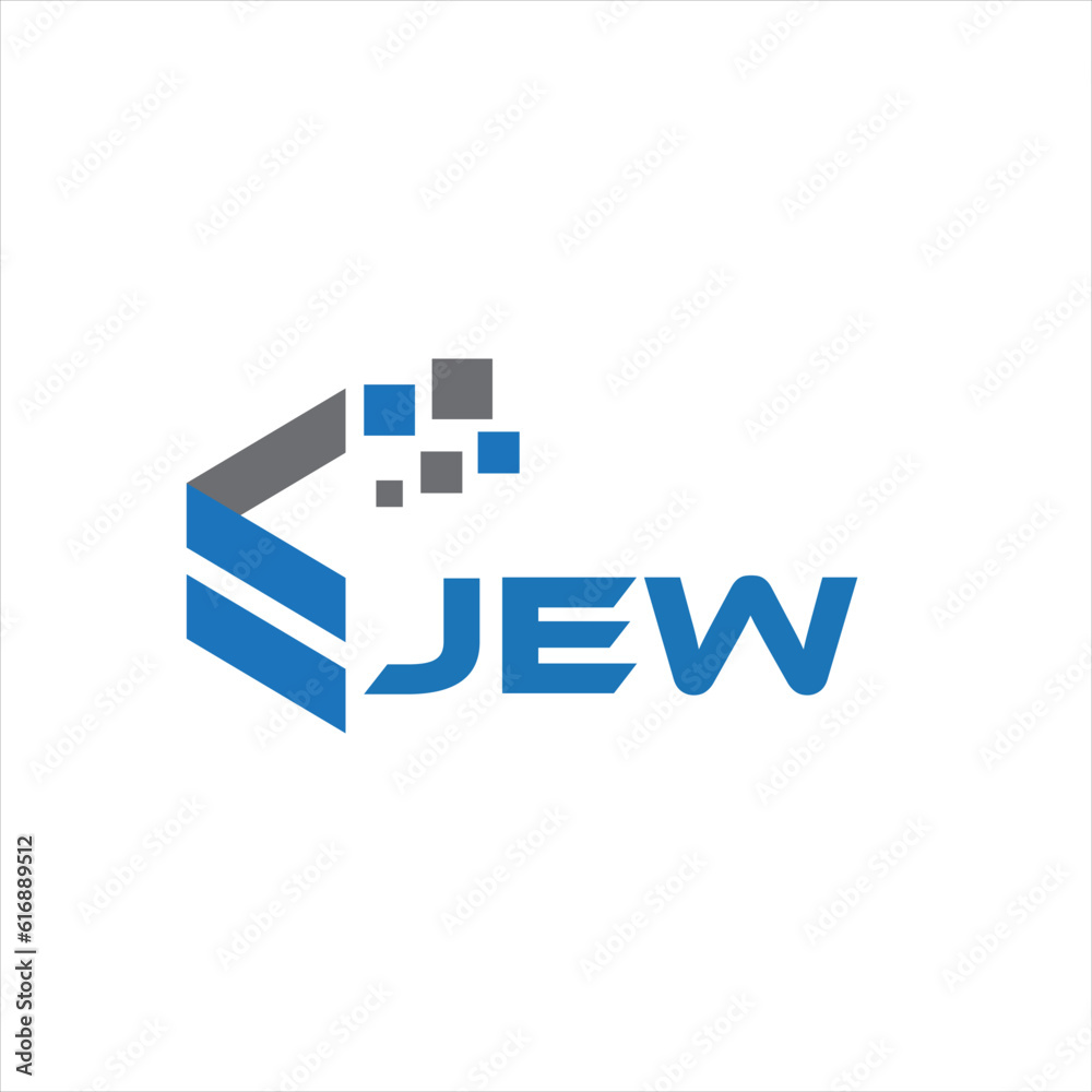 JEW letter technology logo design on black background. JEW creative initials letter IT logo concept. JEW letter design.	
