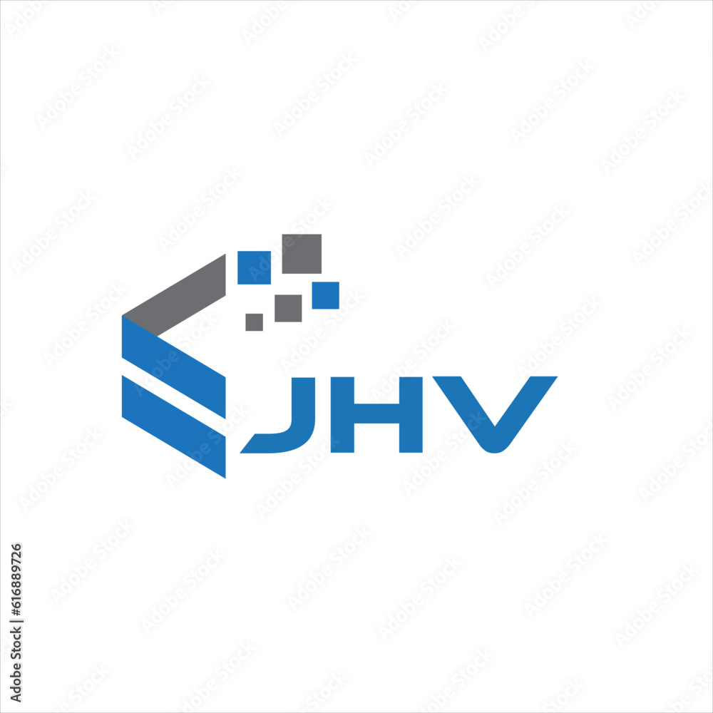 JHV letter technology logo design on white background. JHV creative initials letter IT logo concept. JHV setting shape design.
