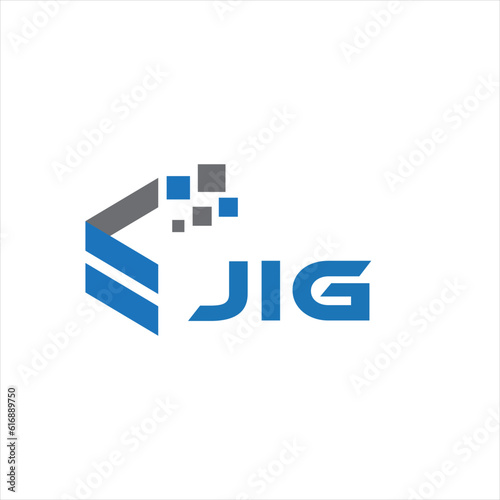 JIG letter technology logo design on white background. JIG creative initials letter IT logo concept. JIG setting shape design.
