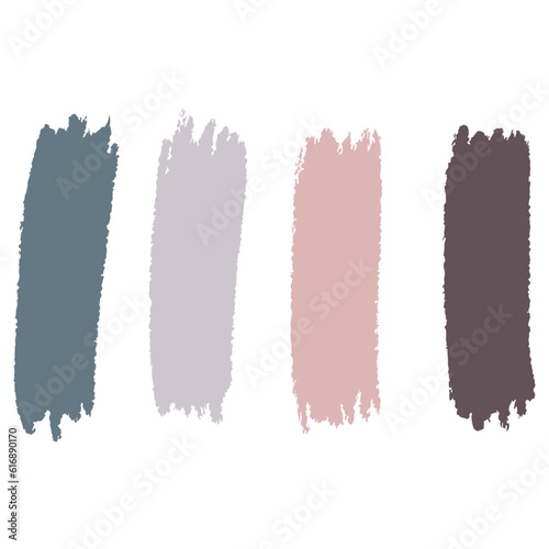 Black Marker Brush Ink Line Stroke Set, Isolated on white background. Grunge Texture.
