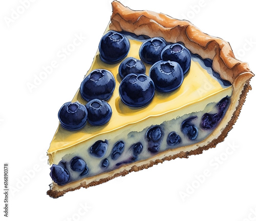 watercolor blueberry custard pie1 line icon photo