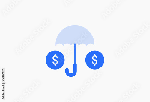 Geometric Money protection illustration in flat style design. Vector illustration and icon. 