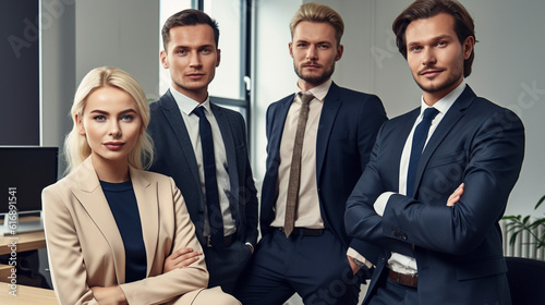 並んで立っているビジネスマンとビジネスウーマンのイメージ　AIイラスト