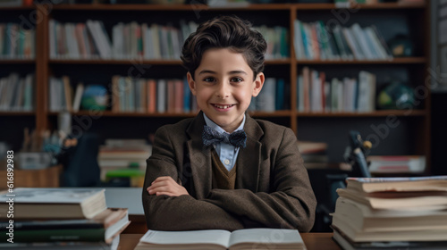 Portrait of a 9-year-old boy at school