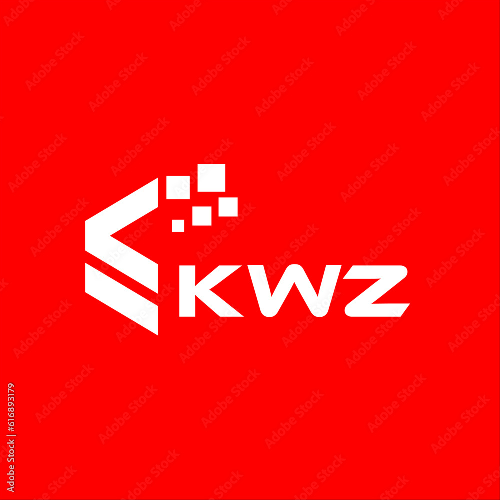 Obraz premium KWZ letter technology logo design on red background. KWZ creative initials letter IT logo concept. KWZ setting shape design. 