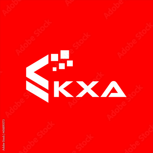 KWA letter technology logo design on red background. KWA creative initials letter IT logo concept. KWA setting shape design.

