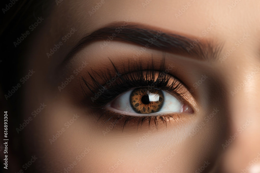 Smokey eye look, macro close up. Generative AI Smokey eye look, macro close up. Generative AI