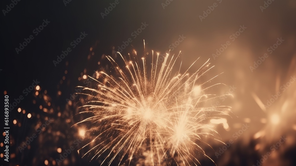 Abstract colored firework background with free space for text. Bright fireworks. Background festive night fireworks in the sky. generative ai