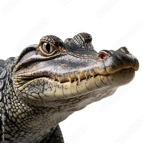 crocodile  face shot  portrait  isolated on transparent background cutout  generative ai.