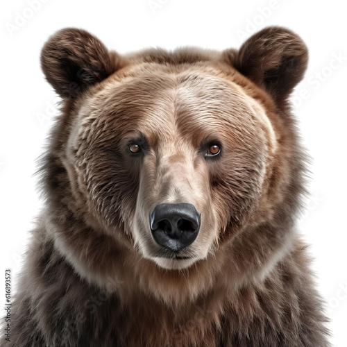 brown bear, face shot, portrait, isolated on transparent background cutout, generative ai.