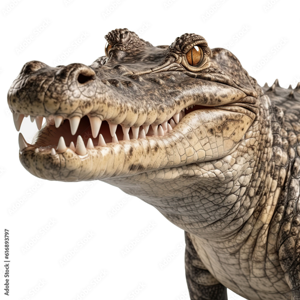 Fototapeta premium crocodile, face shot, portrait, isolated on transparent background cutout, generative ai.