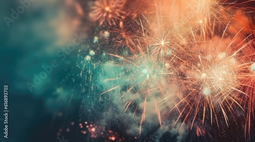 Wallpaper Mural Abstract colored firework background with free space for text. Bright fireworks. Background festive night fireworks in the sky. generative ai Torontodigital.ca