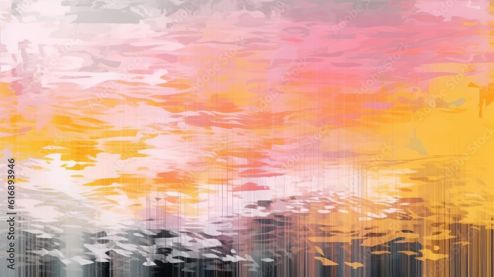 Fototapeta premium Glitch overlay. Analog distortion. Noise texture. Yellow, pink, white colors