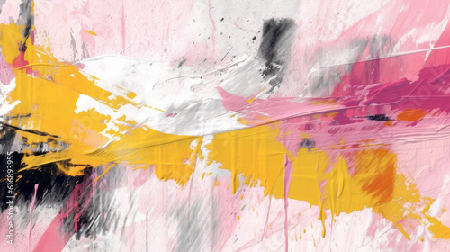  Glitch overlay. Analog distortion. Noise texture. Yellow, pink, white colors