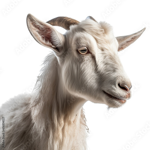  goat, face shot, portrait, isolated on transparent background cutout, generative ai.