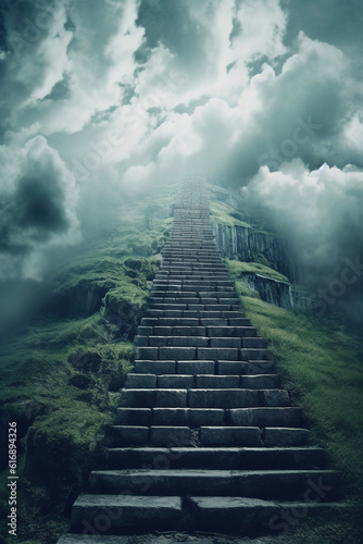 Stairs to heavens. Beautiful artwork generated by Ai