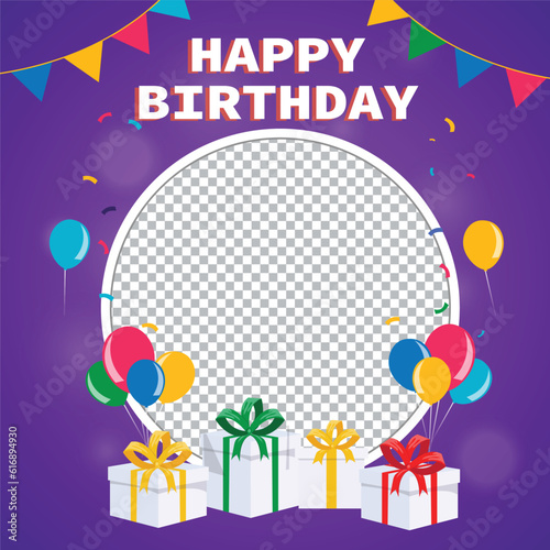 Colorful happy birthday photo frame post