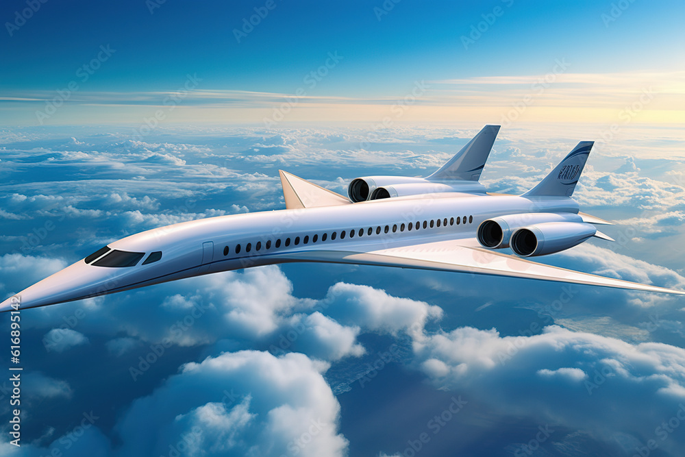Naklejka premium Supersonic Flight Airplane of Tomorrow, transparent background (PNG) 