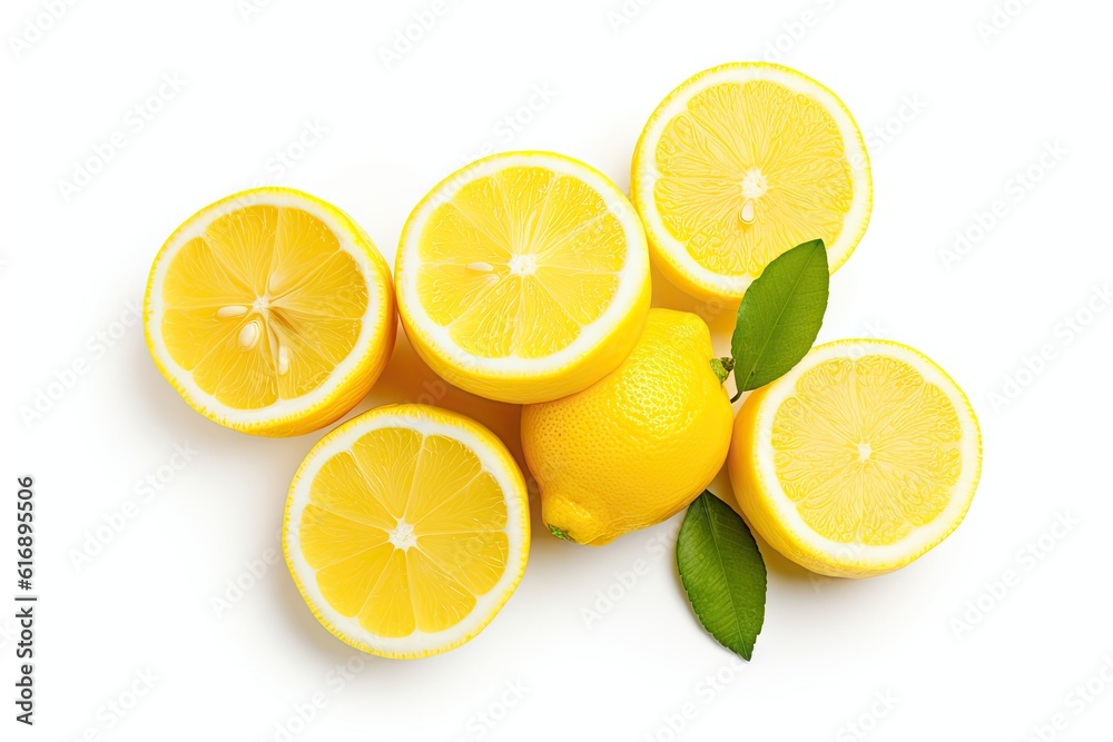 Refreshing citrus. Closeup of organic fresh sliced lemon on white background isolated Refreshing citrus. Closeup of organic fresh sliced lemon on white background isolated