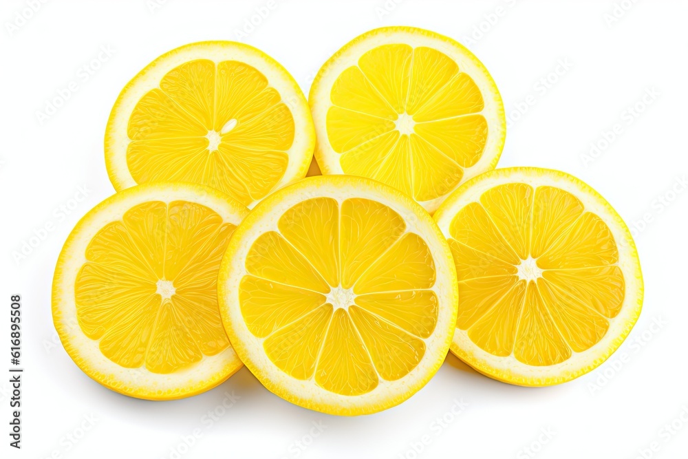 Refreshing citrus. Closeup of organic fresh sliced lemon on white background isolated