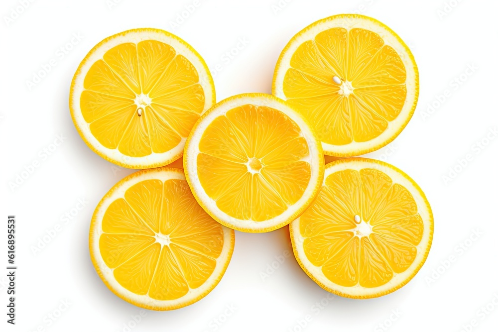 Refreshing citrus. Closeup of organic fresh sliced lemon on white background isolated